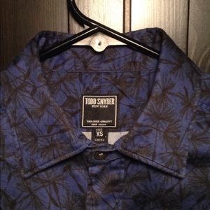Designer button down dragonfly / dandelion print